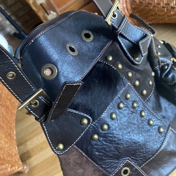 AQUA MADONNA South African SPRINGBOK FUR WITH LEATHER TRIM PURSE BAG - Picture 7 of 12